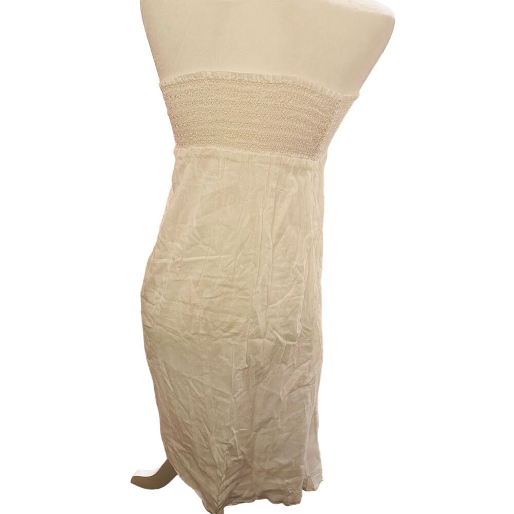 Sundry Strapless White Cotton Midi Dress, Smocked Bodice, Size Small, NWOT - Picture 3 of 6